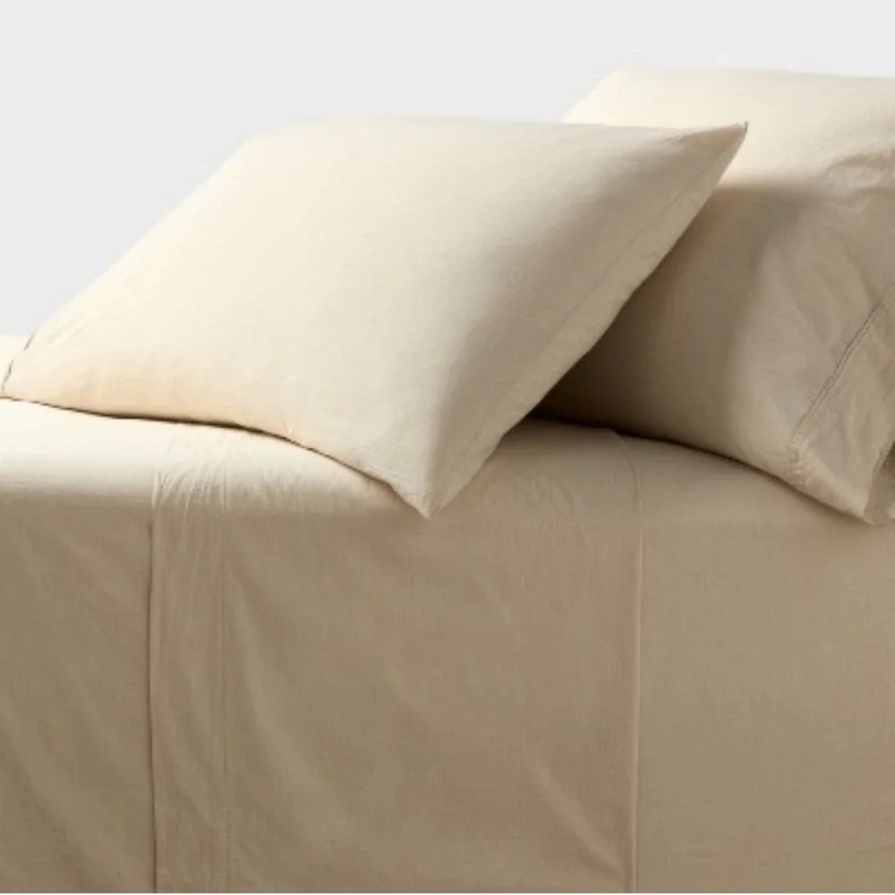 New Threshold Organic Washed Percale Sheet Set Khaki Malange Queen